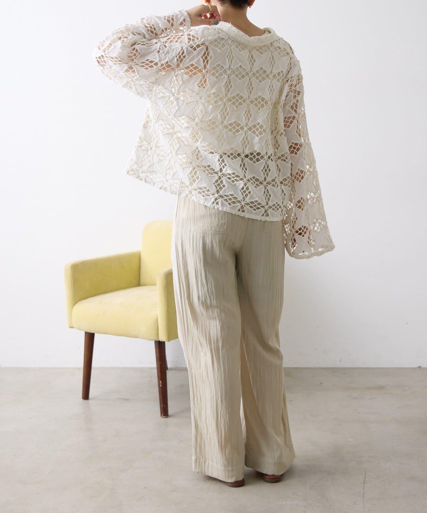 棉100% 透膚吸溼 蕾絲襯衫開衫 SUM1 STYLE（スミスタイル）