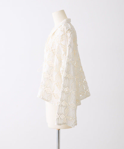 棉100% 透膚吸溼 蕾絲襯衫開衫 SUM1 STYLE（スミスタイル）