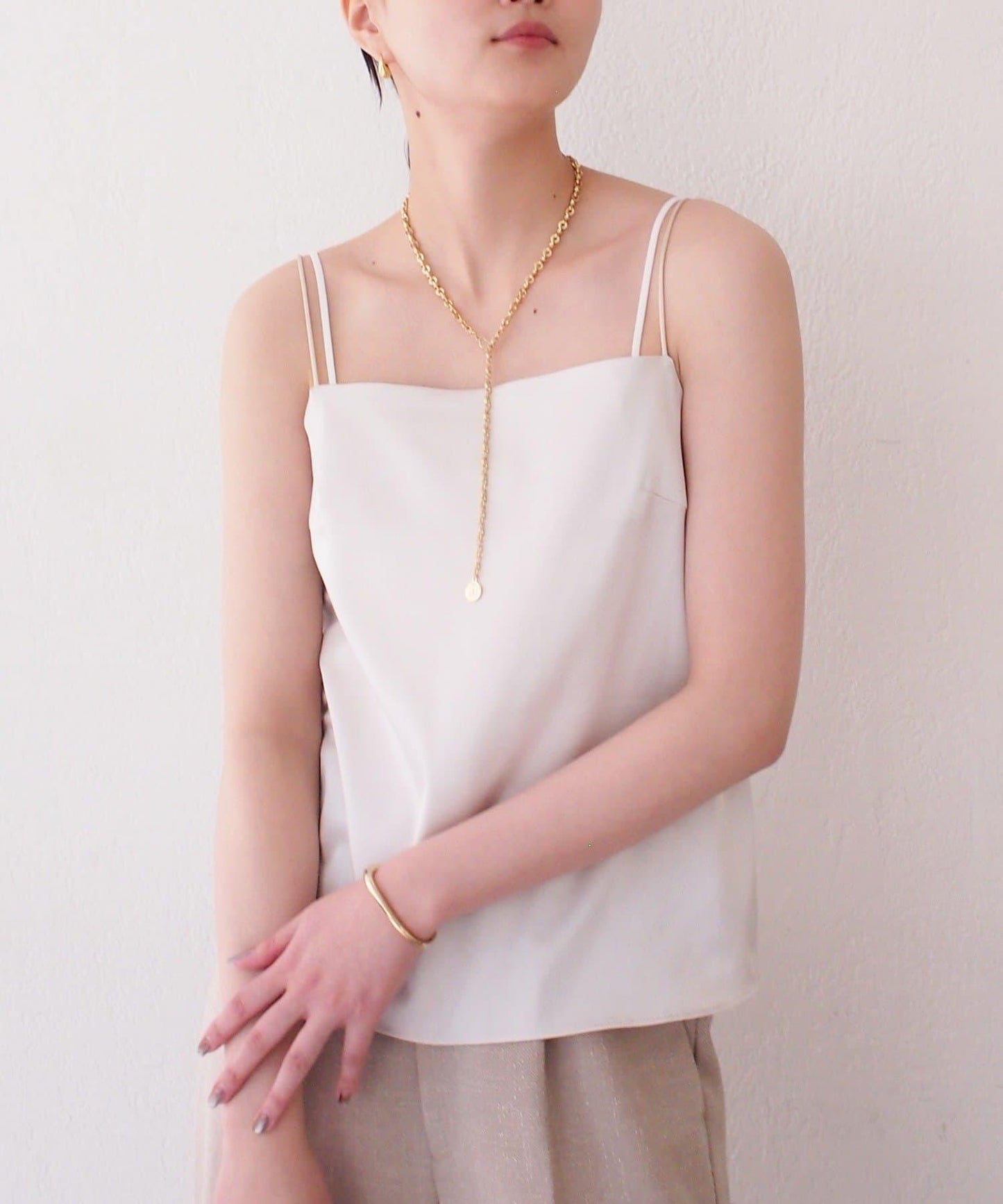 Atelier N5/アトリエヌメロサンク 緞面吊帶背心