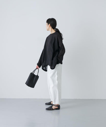 亞麻薄紗寬鬆套頭上衣