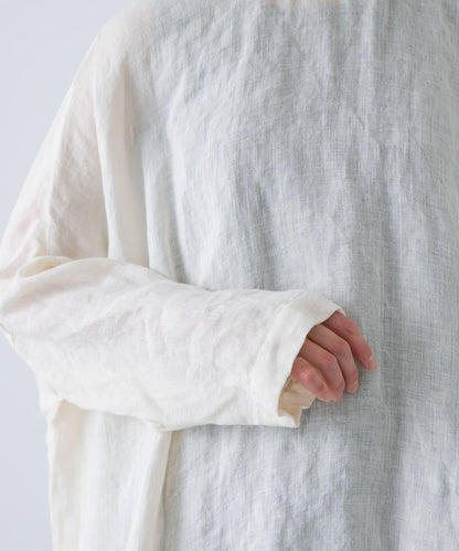 亞麻薄紗寬鬆套頭上衣