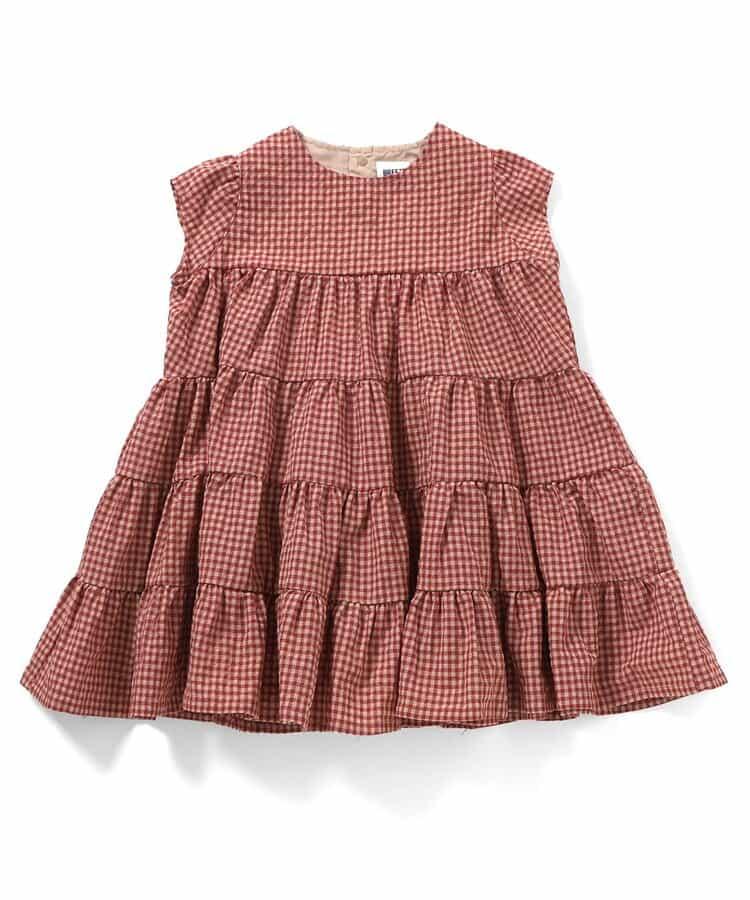 格紋層疊設計連衣裙