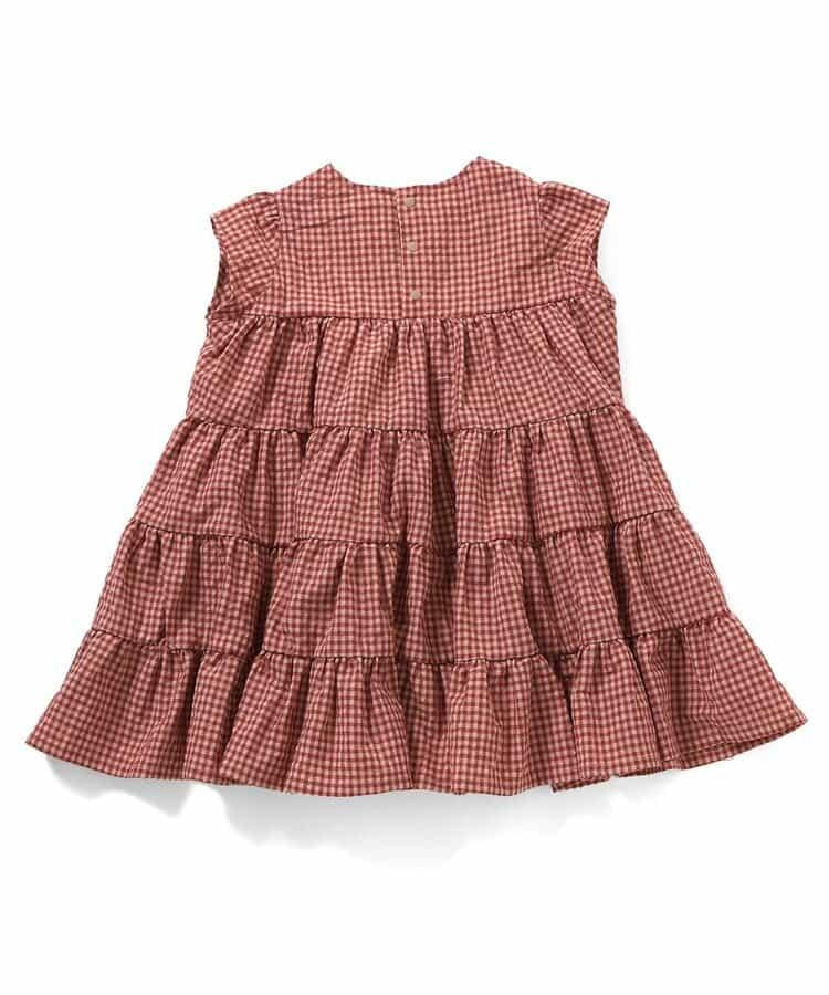 格紋層疊設計連衣裙