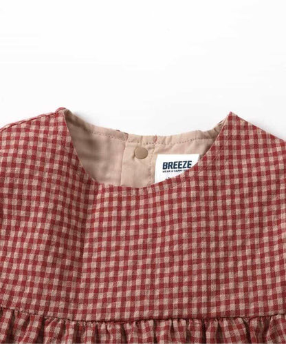 格紋層疊設計連衣裙