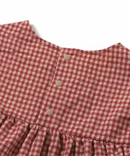 格紋層疊設計連衣裙