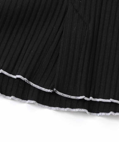 荷葉邊羅紋連衣裙