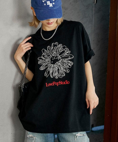 LOVE POP STUDIO 花卉刺繡T恤
