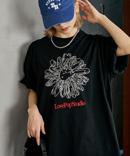 LOVE POP STUDIO 花卉刺繡T恤