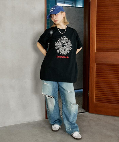LOVE POP STUDIO 花卉刺繡T恤