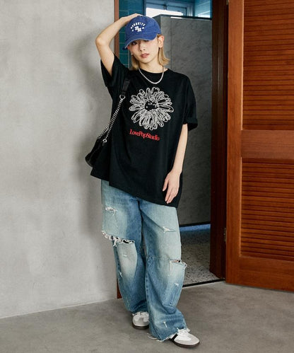 LOVE POP STUDIO 花卉刺繡T恤