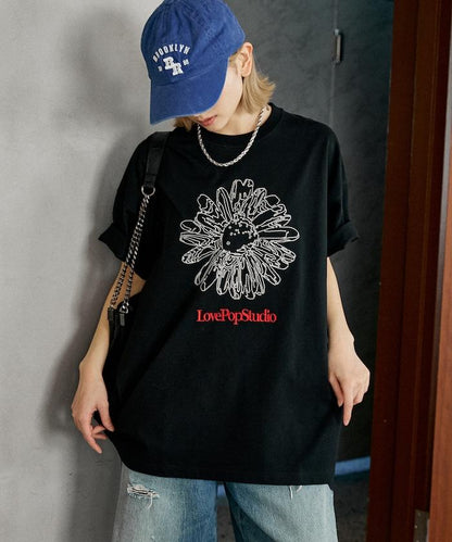 LOVE POP STUDIO 花卉刺繡T恤