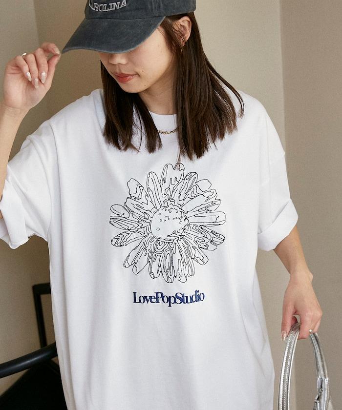 LOVE POP STUDIO 花卉刺繡T恤