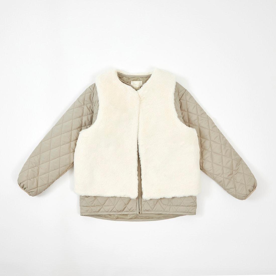 troislapins 絎縫夾克毛絨馬甲套裝