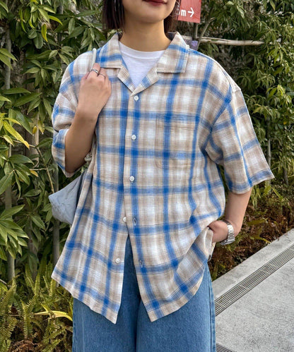 中性冰感科技亞麻開領襯衫