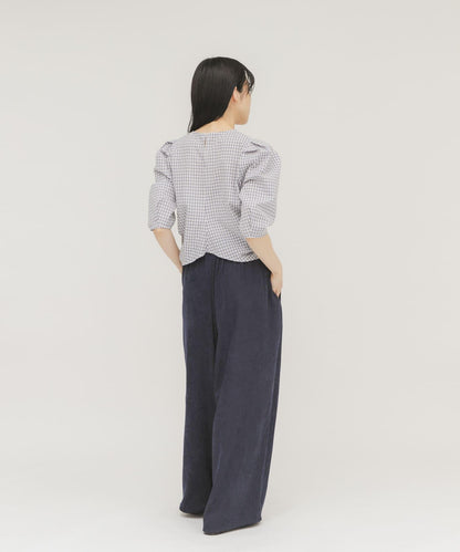 前褶皺短款襯衫