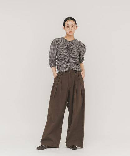 前褶皺短款襯衫