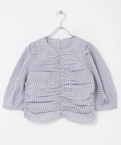 前褶皺短款襯衫