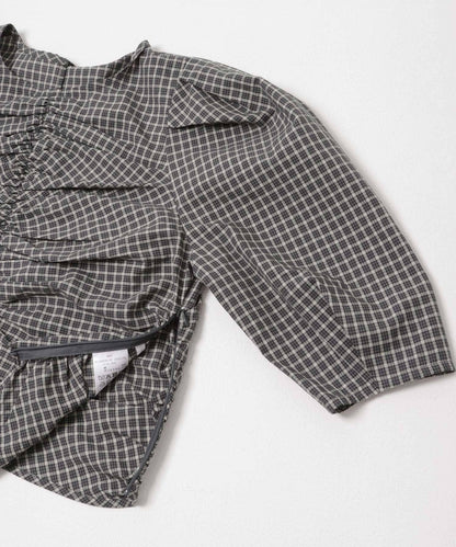 前褶皺短款襯衫