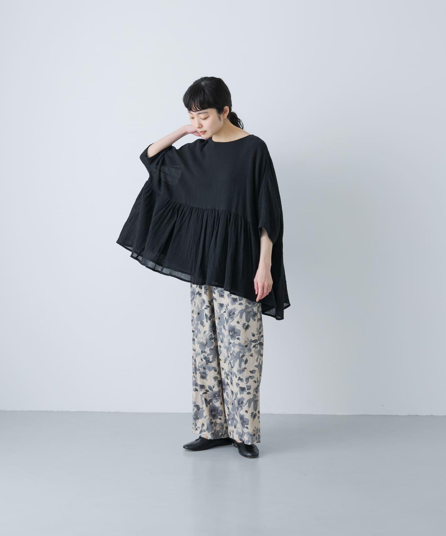 棉質褶皺抽褶設計襯衫