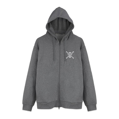 ワンピース（海賊王） 麥わらの一味 拉鍊連帽衛衣 L碼 MIX GRAY款