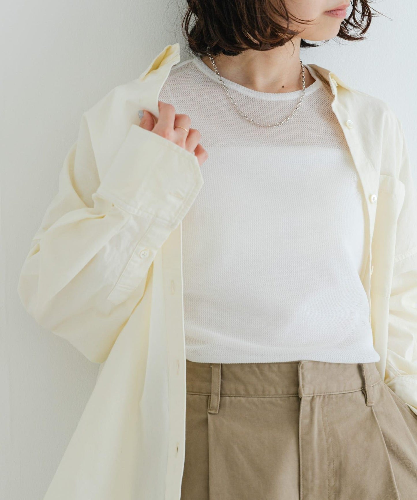 MADE IN JAPAN 輕薄華夫紋上衣