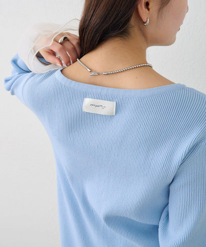 網紗拼接袖 羅紋 針織開衫