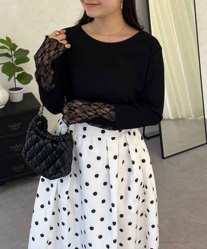 袖部蕾絲拼接上衣