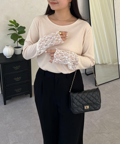 袖部蕾絲拼接上衣