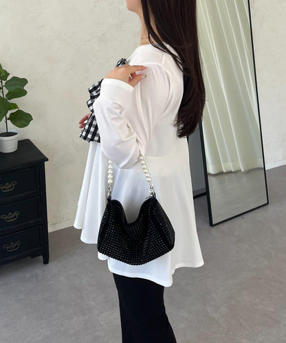 格紋荷葉邊收腰 長袖T恤