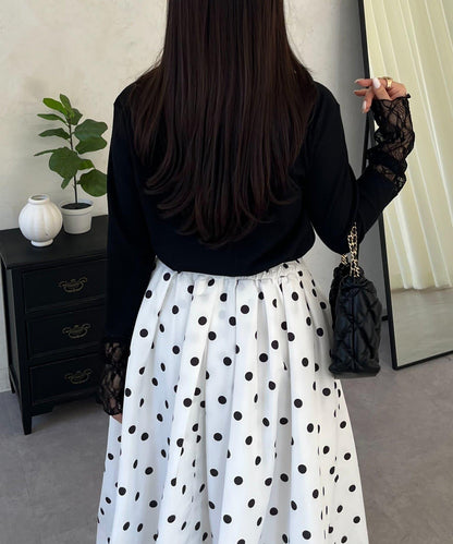 袖部蕾絲拼接上衣