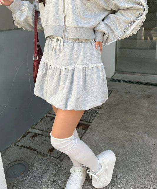 continuer 套裝款 泡泡廓形 蕾絲半身裙