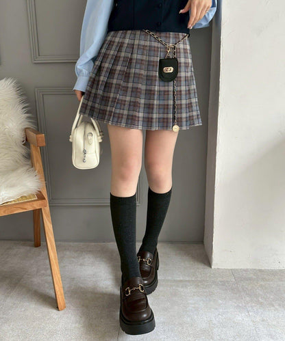 帶吊飾百褶迷你半身裙