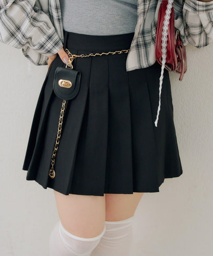 帶吊飾百褶迷你半身裙