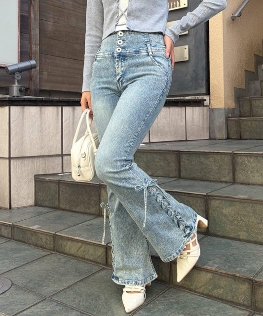 ANOTHER BRANCH 側邊繫帶 微喇 牛仔 牛仔褲