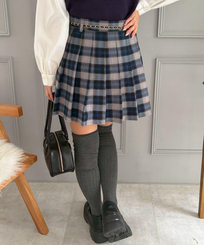 帶吊飾百褶迷你半身裙