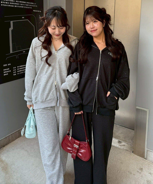 ANOTHER BRANCH 閃亮設計 拉鍊連帽衛衣