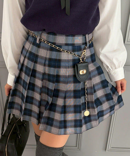 帶吊飾百褶迷你半身裙