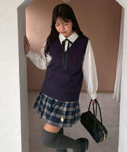 帶吊飾百褶迷你半身裙