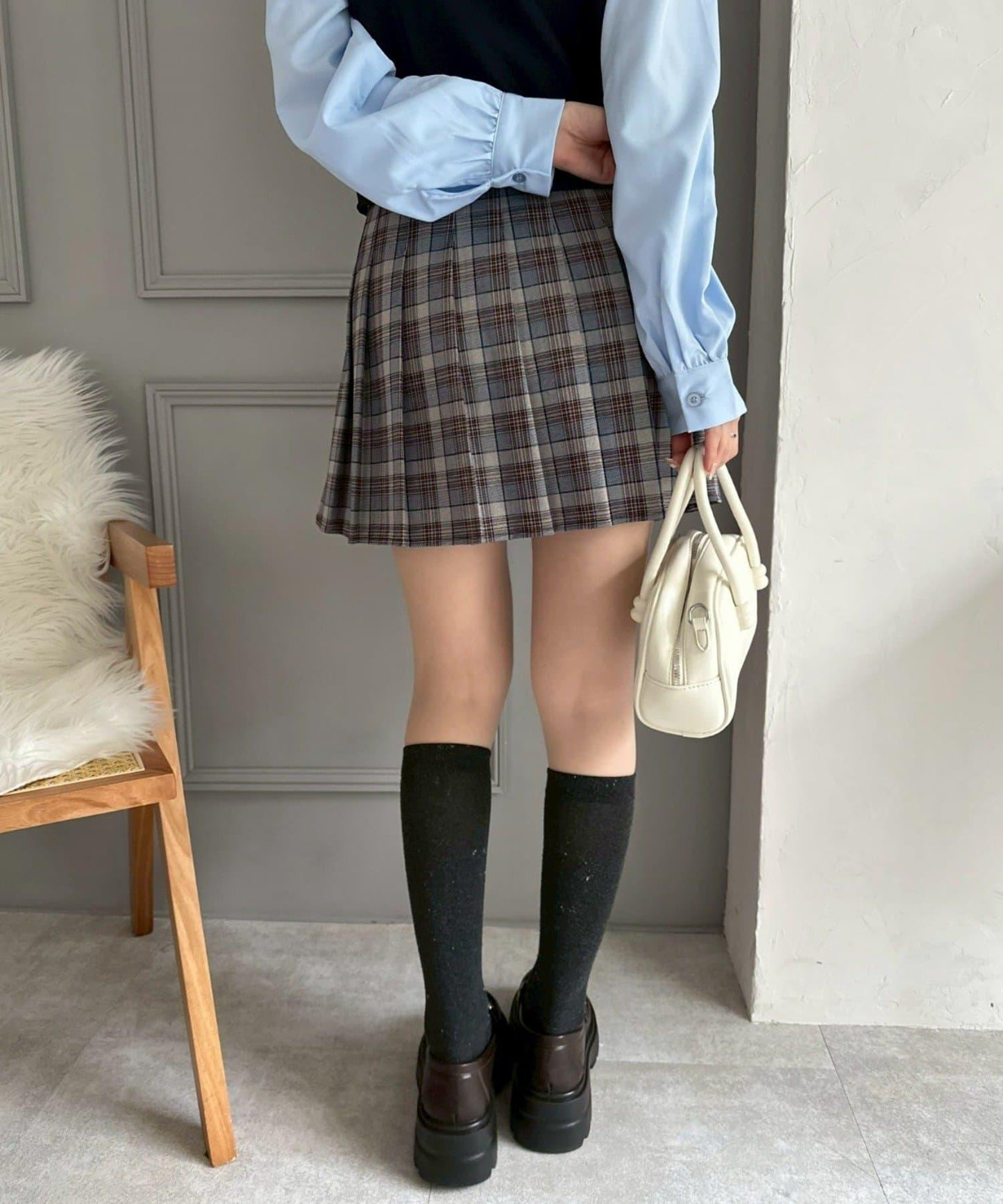 帶吊飾百褶迷你半身裙