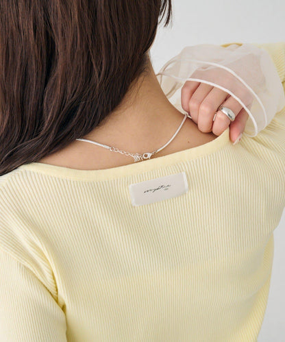 網紗拼接袖 羅紋 針織開衫