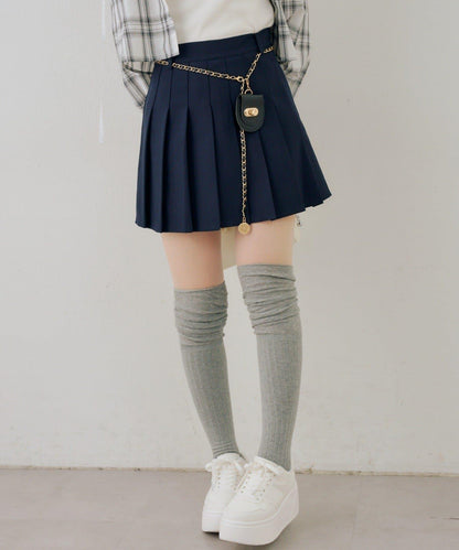 帶吊飾百褶迷你半身裙