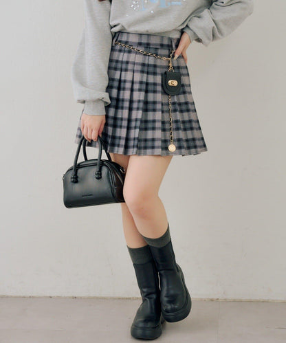 帶吊飾百褶迷你半身裙