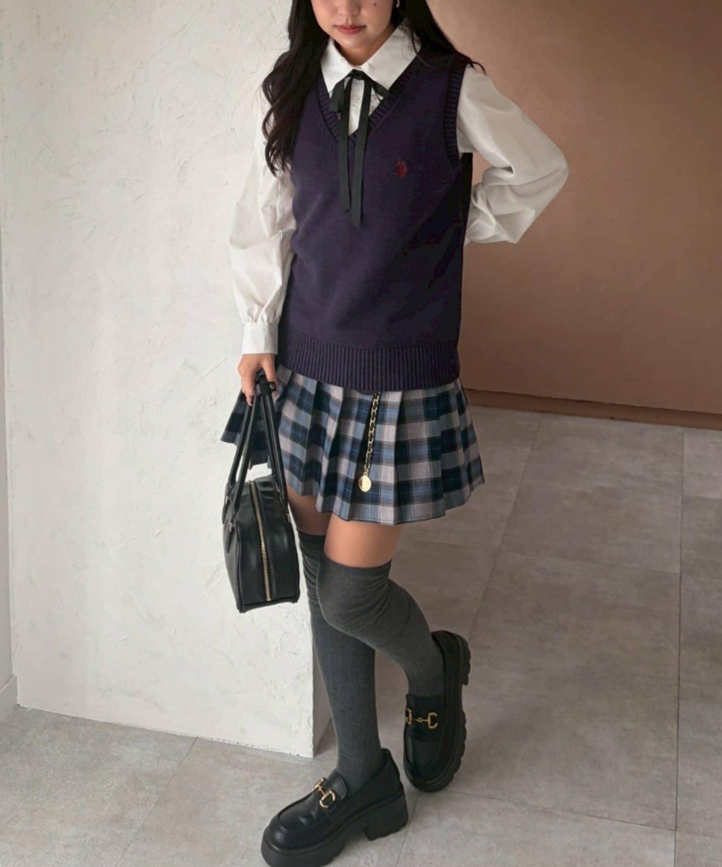 帶吊飾百褶迷你半身裙