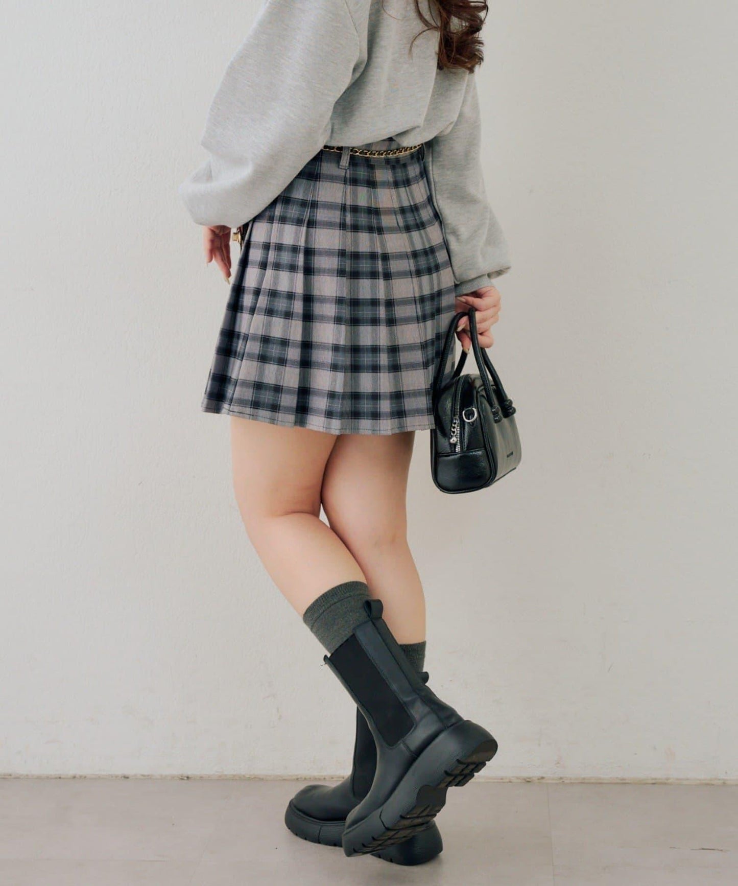 帶吊飾百褶迷你半身裙