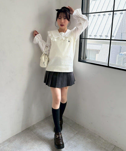 帶吊飾百褶迷你半身裙