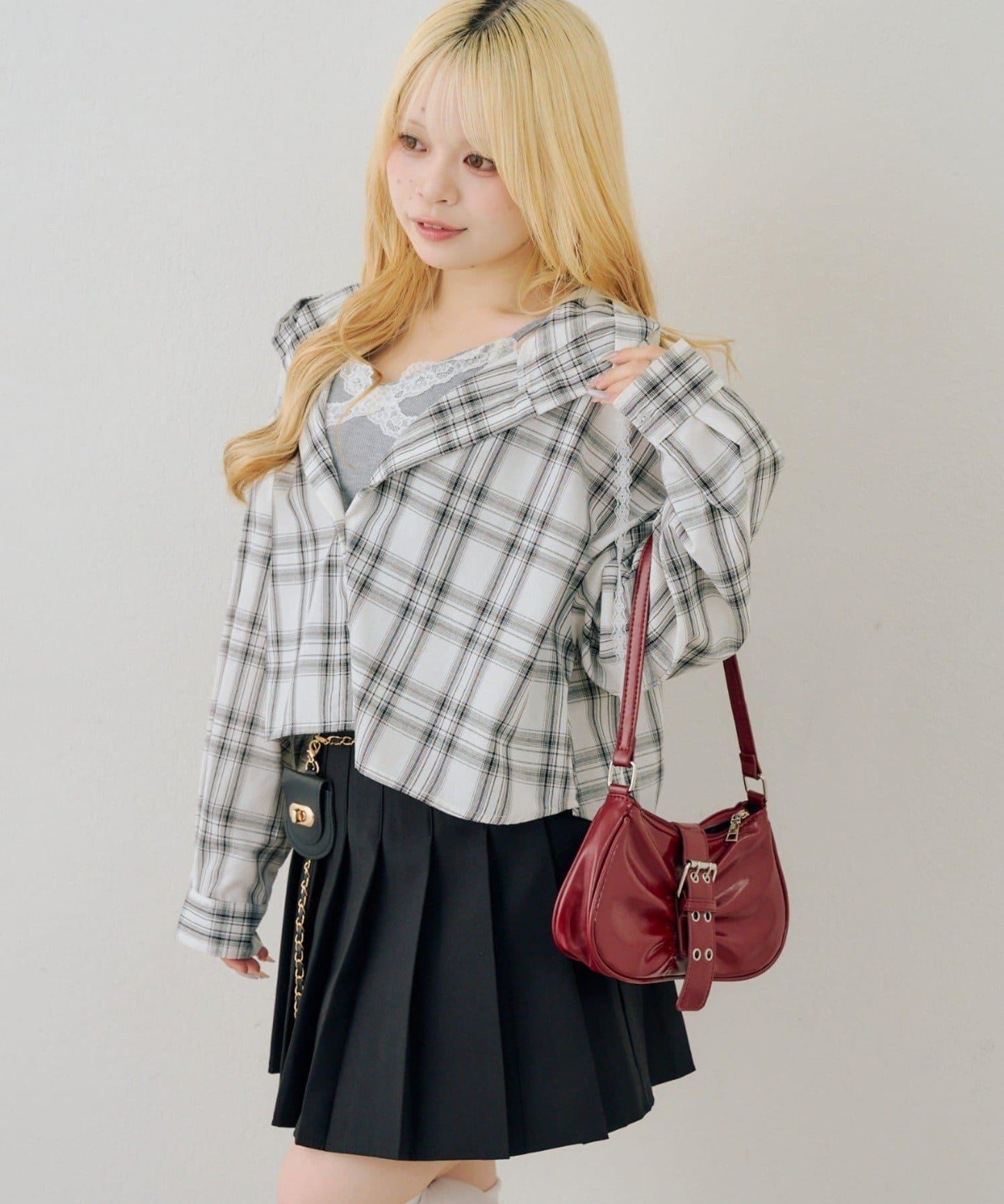 帶吊飾百褶迷你半身裙