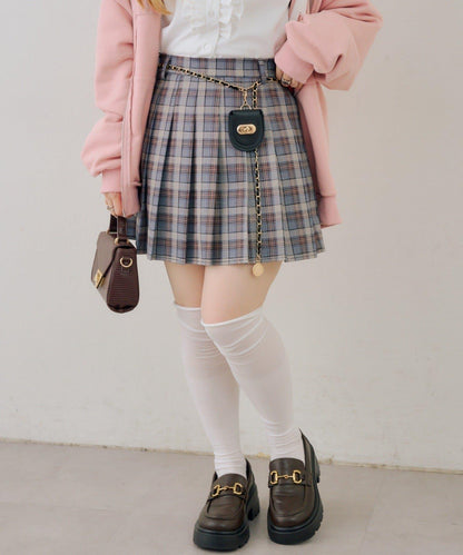 帶吊飾百褶迷你半身裙