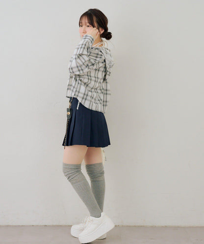 帶吊飾百褶迷你半身裙