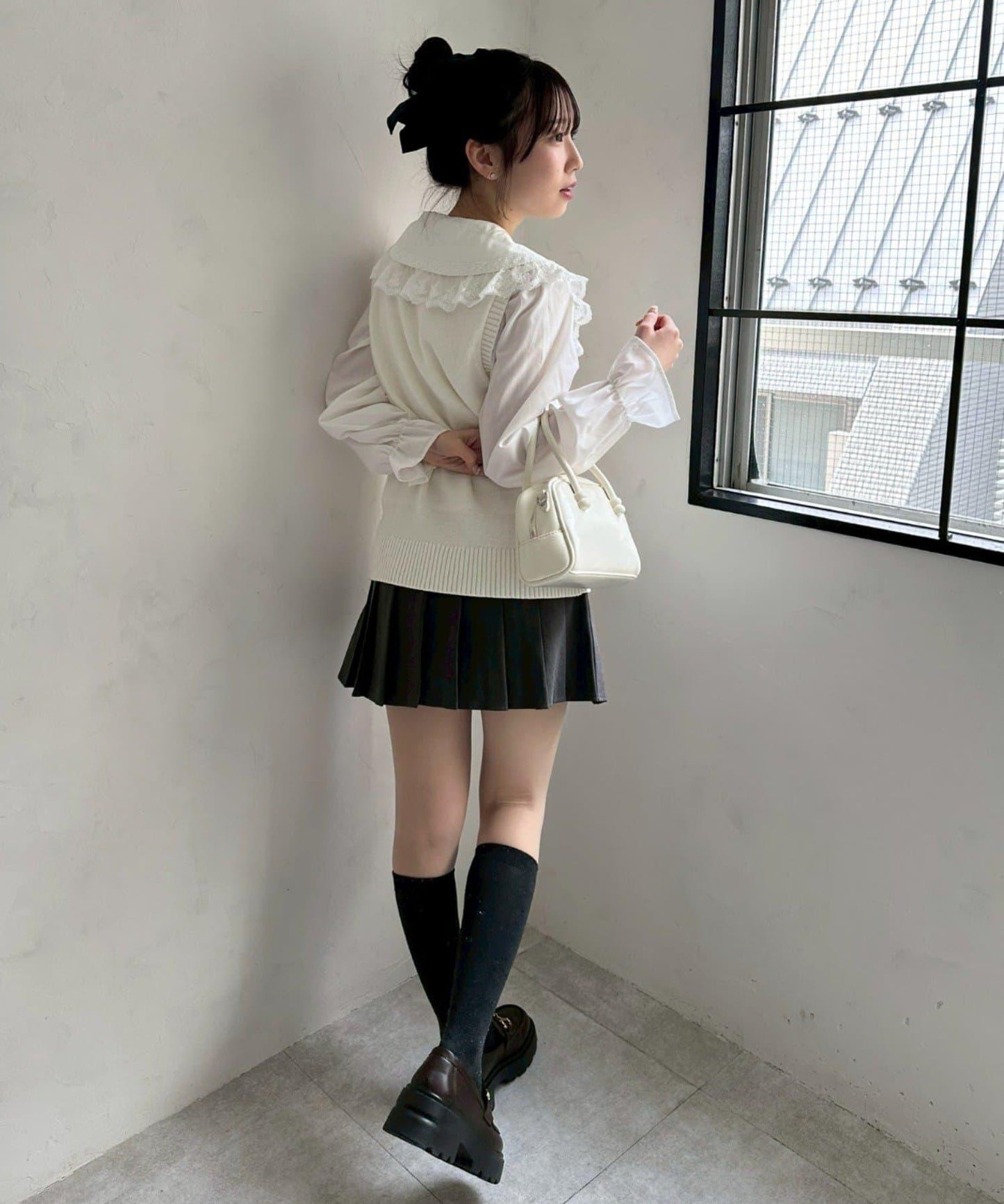 帶吊飾百褶迷你半身裙