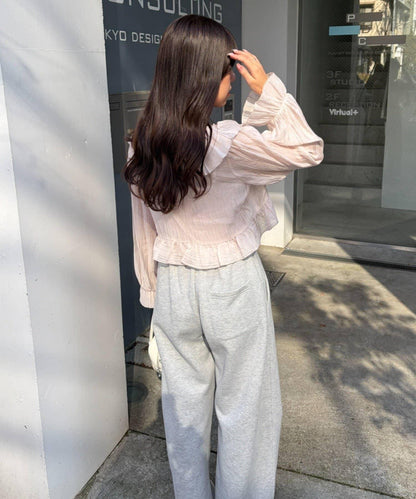 荷葉邊襯衫&抽褶吊帶上衣